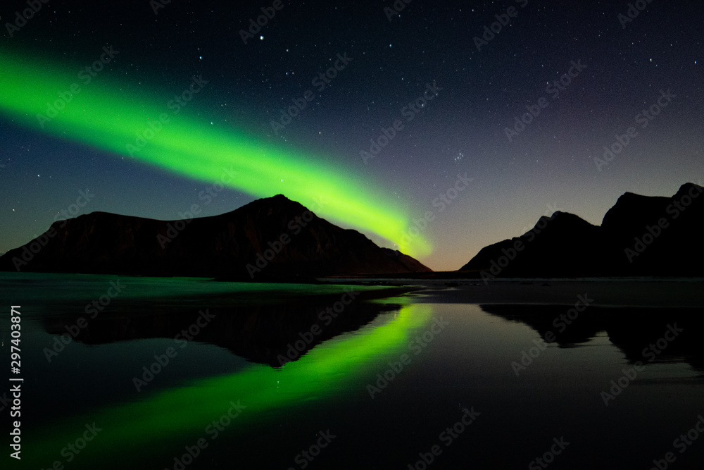 landscape with mountains and aurora