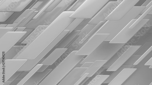 This motion graphics clip features a clean, white and gray background of abstract diagonal lines moving in loop. (ID: 297404211)