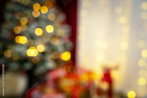 background Christmas tree decorated with garlands.