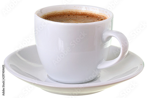 White porcelain cup with coffee isolated