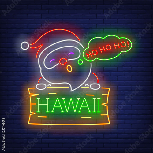 Santa Claus on Hawaii neon sign