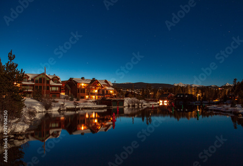 Grand Lake, Colorado during the harvest moon. © Robert