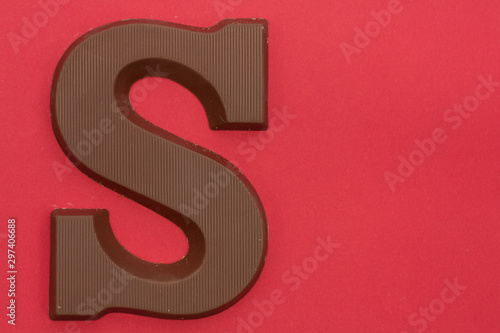 Chocolate letter S. Symbol of Dutch feast called Sinterklaas.