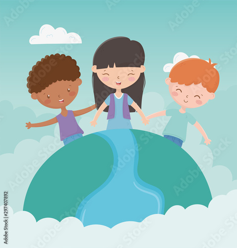 happy childrens day girls and boy world diversity