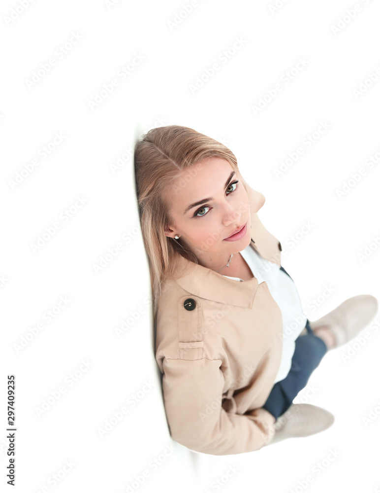 sad business woman standing against the wall sad business woman standing against the wall
