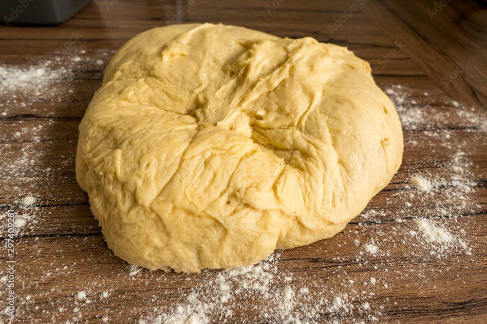 Yeast dough is prepared for the yeast plait Yeast dough is prepared for the yeast plait