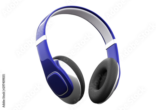 Modern wireless headphone 3d rendering isolated on white background