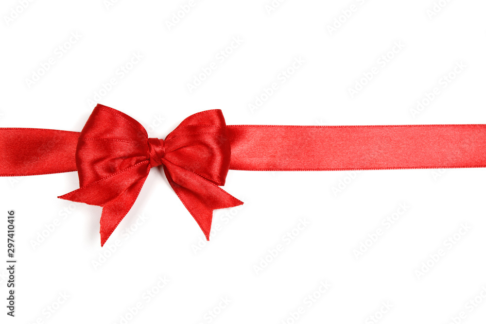 Shiny red satin ribbon on white background Shiny red satin ribbon on white background
