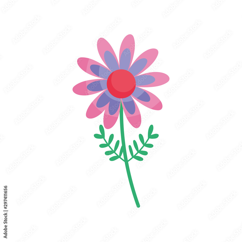 colored flower stem leaves floral icon