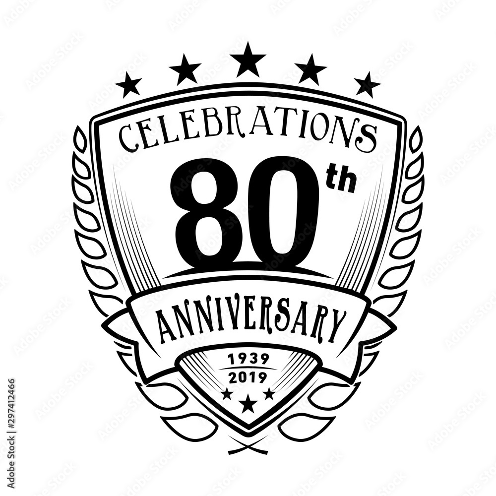 Obraz premium 80th shield anniversary logo. 80th years logo. Vector and illustration.