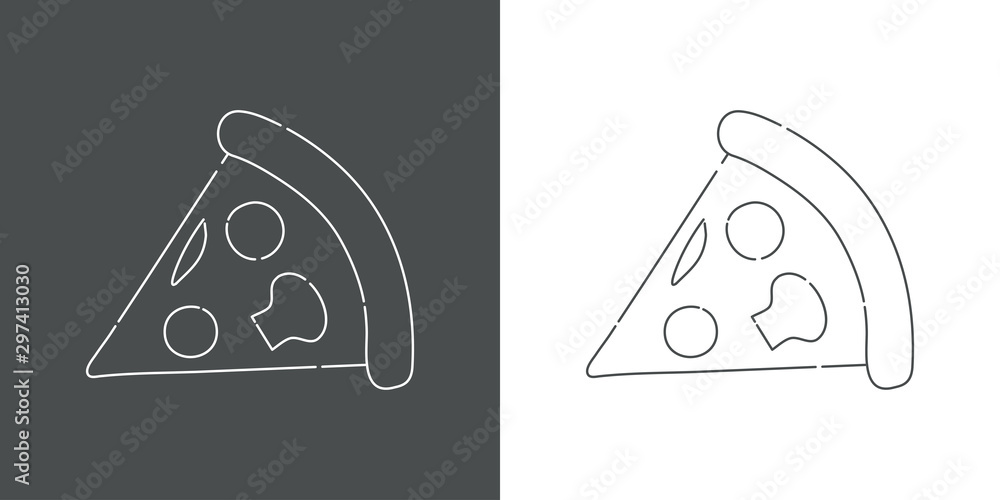 Icono plano lineal trozo de pizza en gris y blanco Stock Vector | Adobe ...
