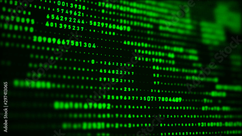 Binary computer code Background. Digital background matrix. 3d rendering. © Oleksii