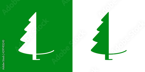 Logotipo con árbol abstracto cónico varias ramas dividido en verde y blanco