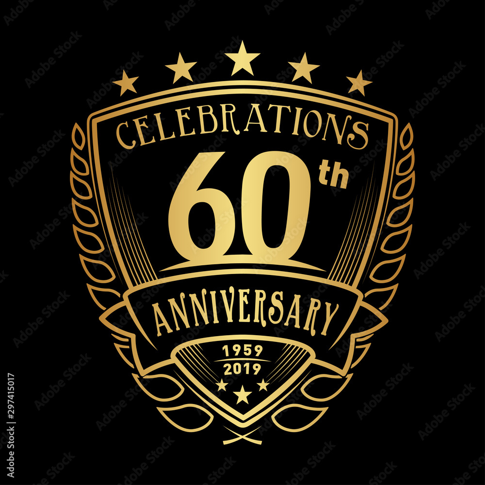 Fototapeta premium 60th shield anniversary logo. 60th years logo. Vector and illustration.