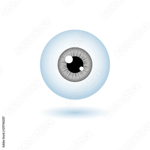 Funny Halloween greeting card monster Grey eyes. Vector isolated illustration on white background with shadow