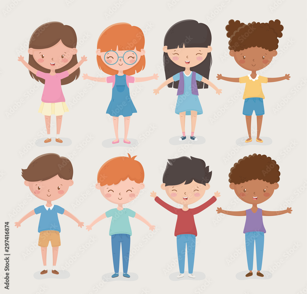 happy childrens day differents girls and boys open arms happy childrens day differents girls and boys open arms