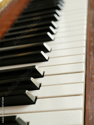 Black and white piano keys, concept music, skill,