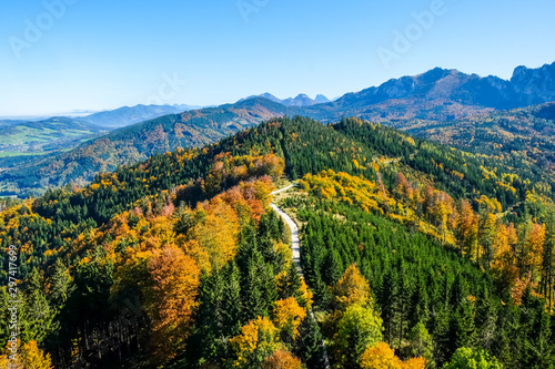 view from treetop walk grünberg near gmunden, upper austria, autumn