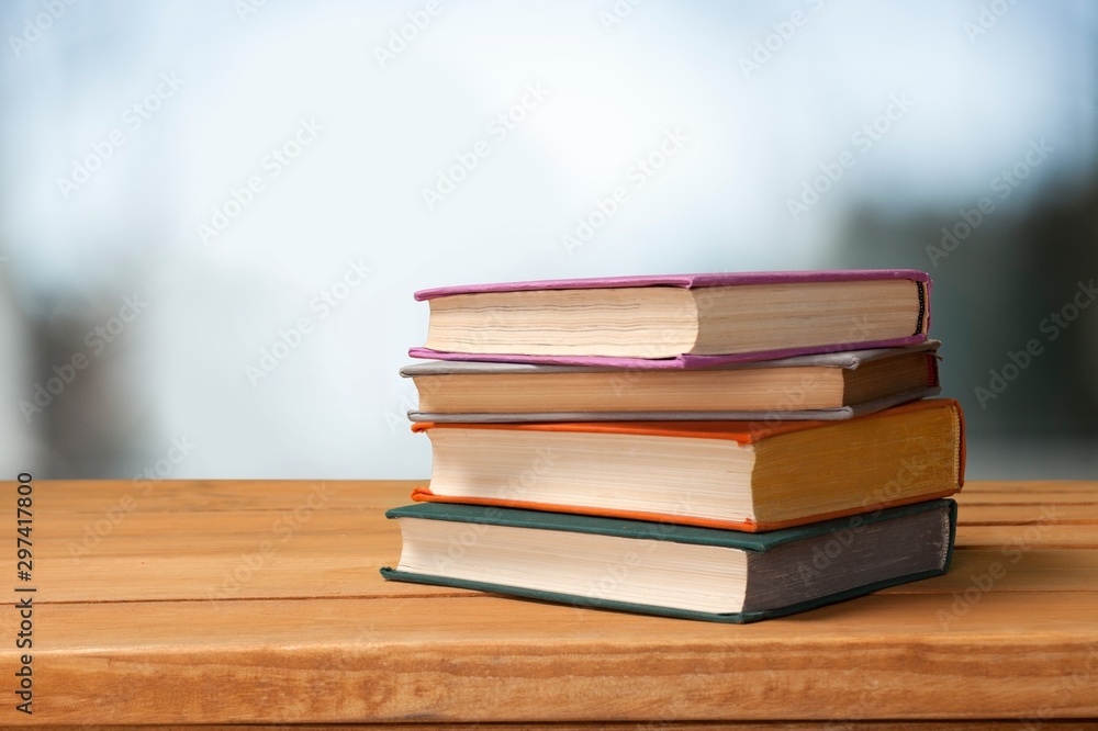 Books collection in pile on background. Books collection in pile on background.