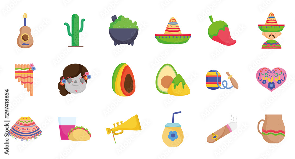collection mexican food culture traditonal icons collection mexican food culture traditonal icons
