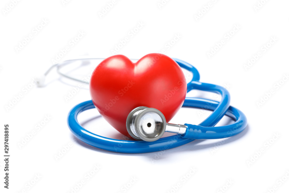 Stethoscope and red heart isolated on white background Stethoscope and red heart isolated on white background