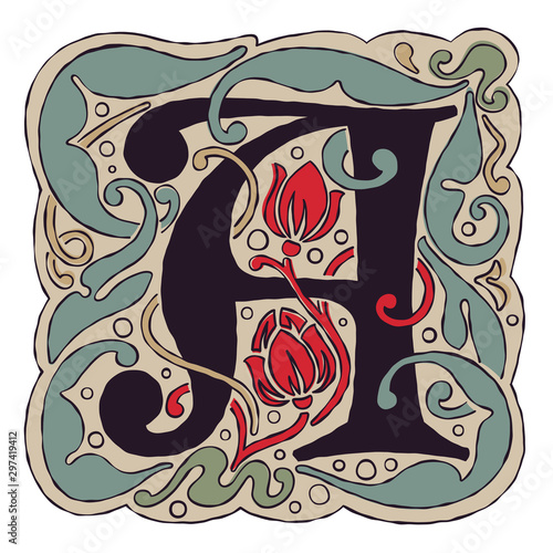 Letter A vintage colors antique gothic initial logo.
