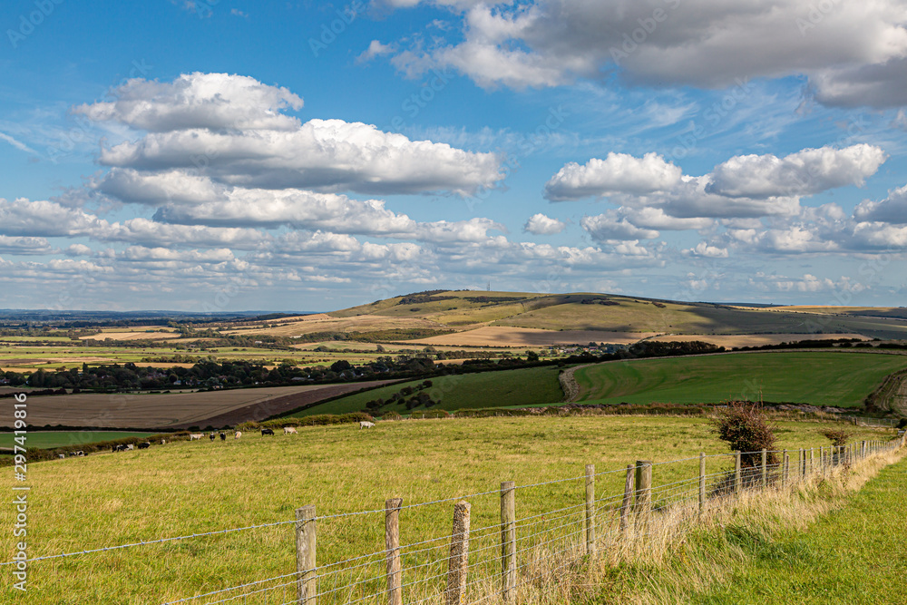 A rural South Downs Landscape on a sunny late summers day