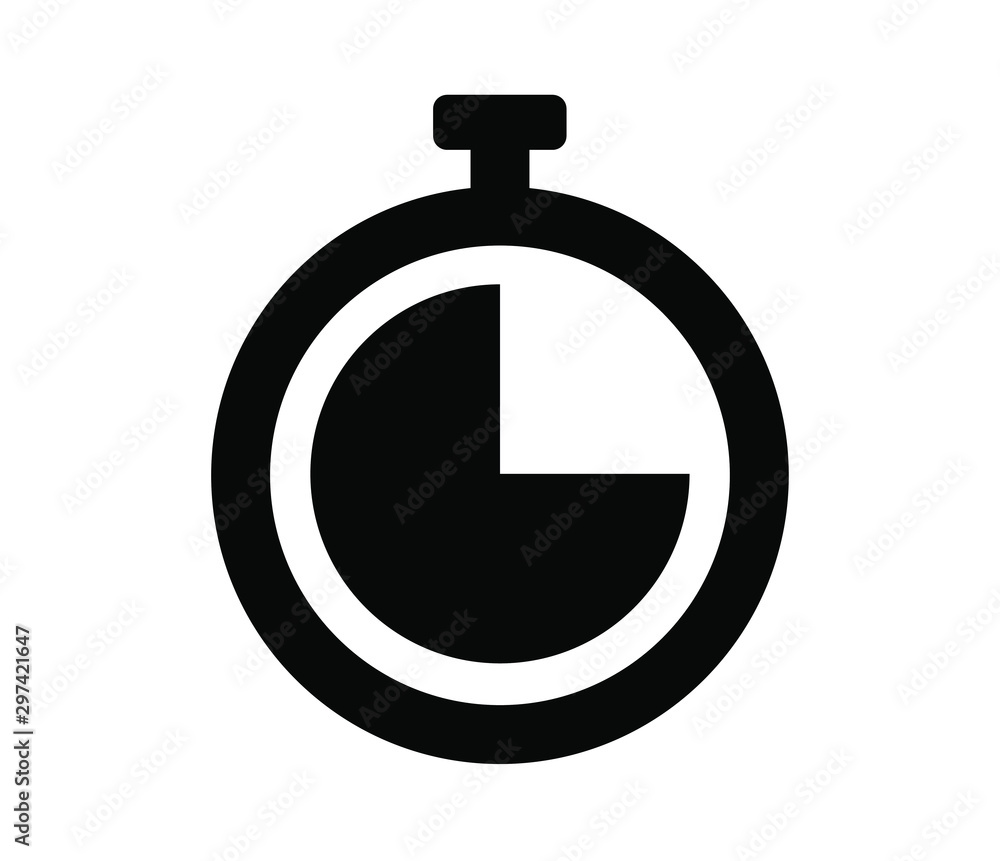 Clock icon. Timer sign Isolated on white background. Stopwatch symbol in flat style. Clock icon. Timer sign Isolated on white background. Stopwatch symbol in flat style.