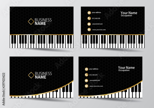 Piano business card.  Musician visiting card template
