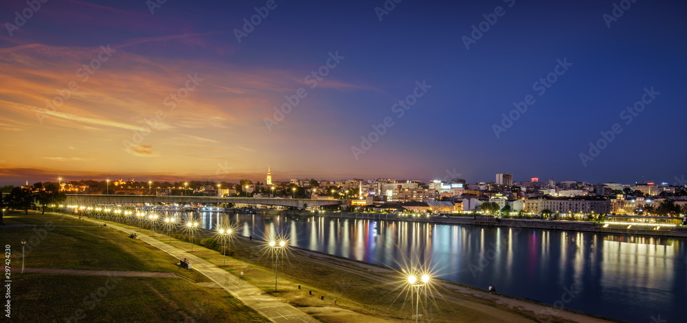 Belgrade, Old City, New Belgrade, Cathedral, Branco's Bridge Sava River Sunset, City Lights Water Reflections 