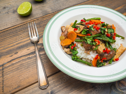 Yellow thai curry - chicken with vegetables lunch