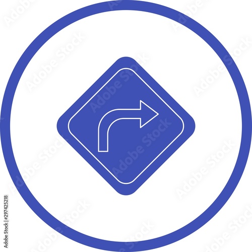 Beautiful Right turn ahead Vector Glyph icon