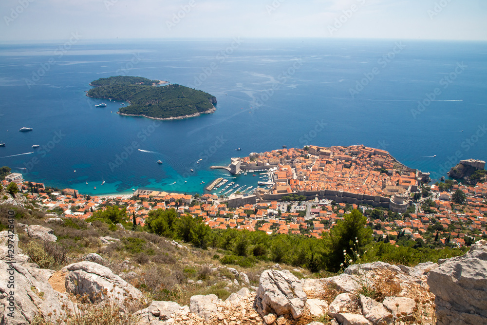 Sveti Stefan old town, beach and island in Montenegro 