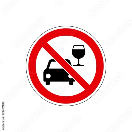 STOP! No alcohol sign. Don't drink and drive. VECTOR. The icon with a red contour on a white background. For any use. Illustration.	