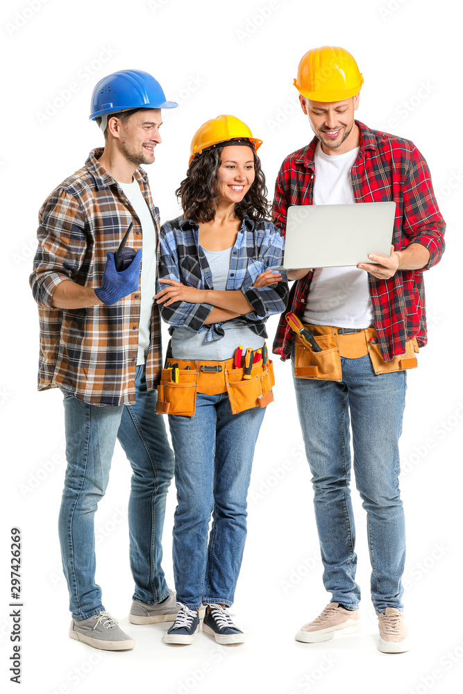Portrait of architects on white background Portrait of architects on white background