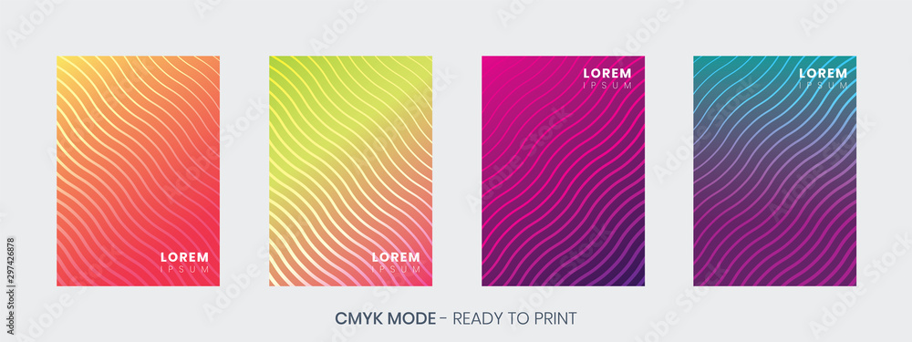 Minimal Cover design template set, with wavy lines and gradient background
