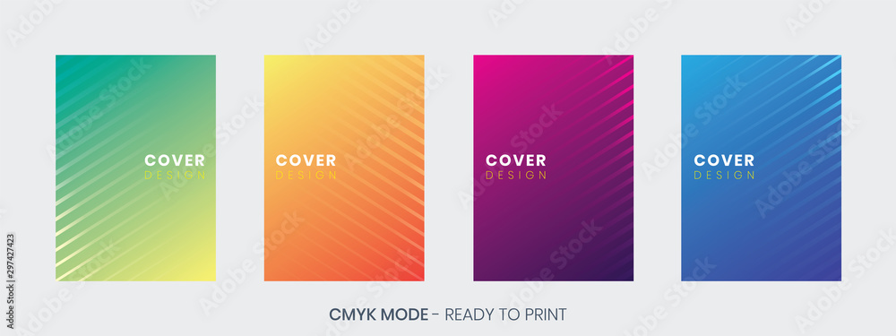 Minimal Cover design template set with abstract lines and gradient background you can use for artwork, print, flyer, brochure, catalog, poster, book, magazine, etc