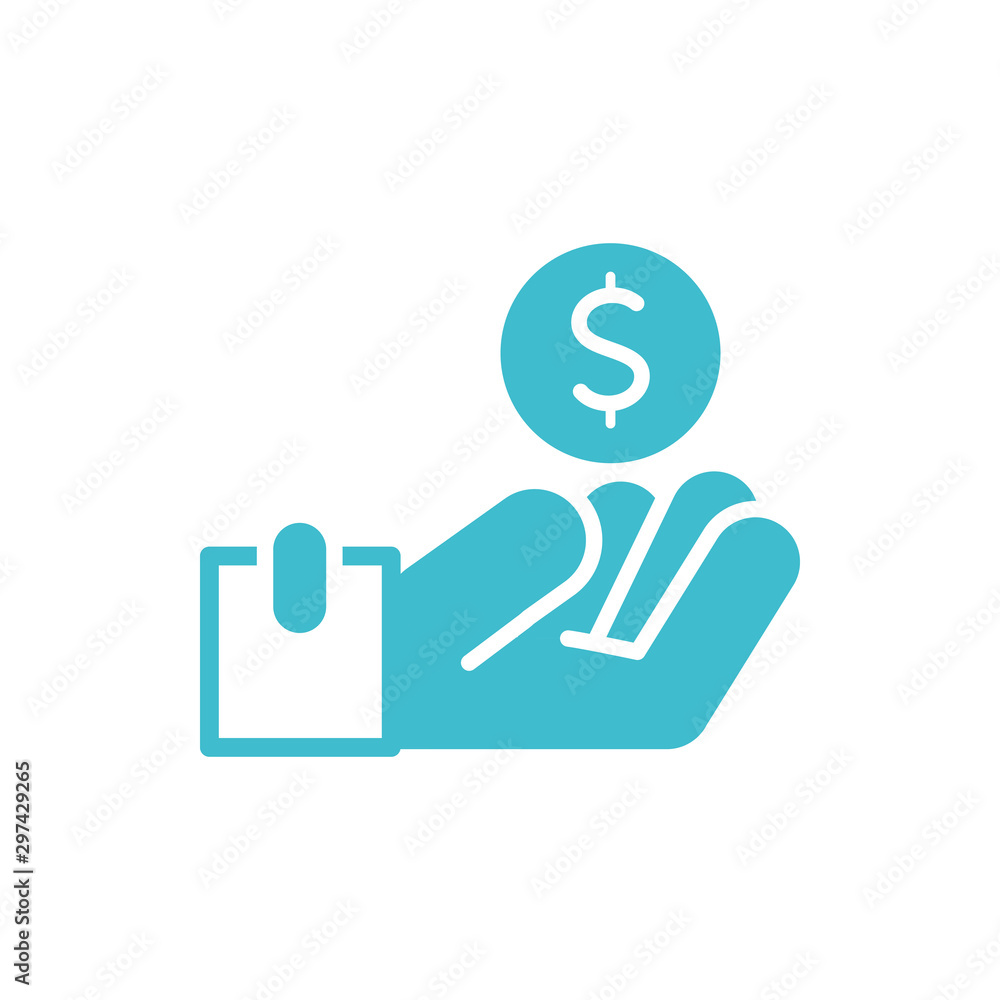 hand with money coin business finance color silhouette hand with money coin business finance color silhouette