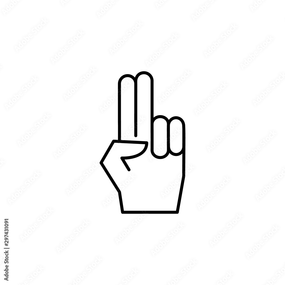 Two finger hand icon. Simple line, outline vector of hand icons for ui and ux, website or mobile application Two finger hand icon. Simple line, outline vector of hand icons for ui and ux, website or mobile application