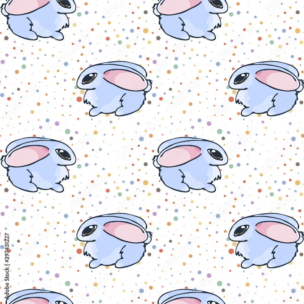 Seamless pattern with cute cartoon little rabbits Seamless pattern with cute cartoon little rabbits