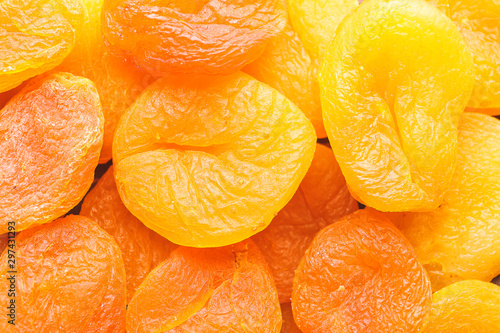 Heap of dried apricots, closeup