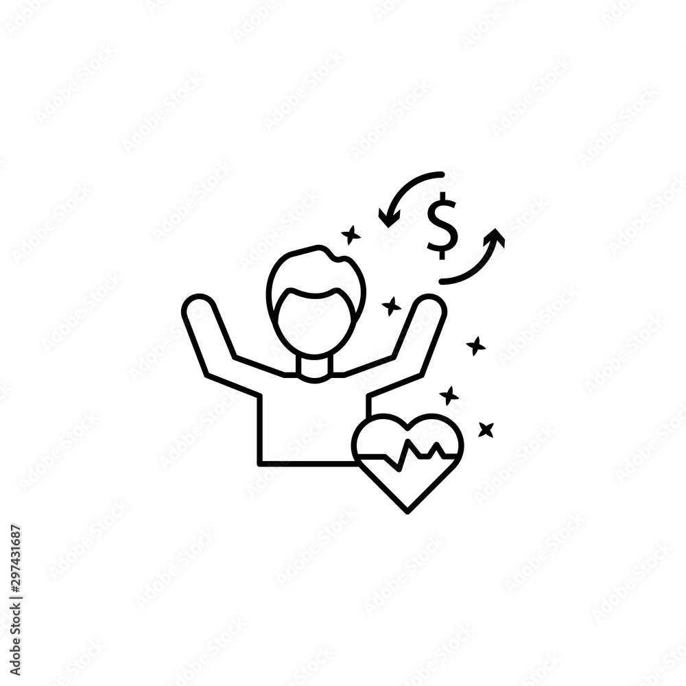 Man health happy. Simple line, outline vector of motivation icons for ui and ux, website or mobile application Man health happy. Simple line, outline vector of motivation icons for ui and ux, website or mobile application