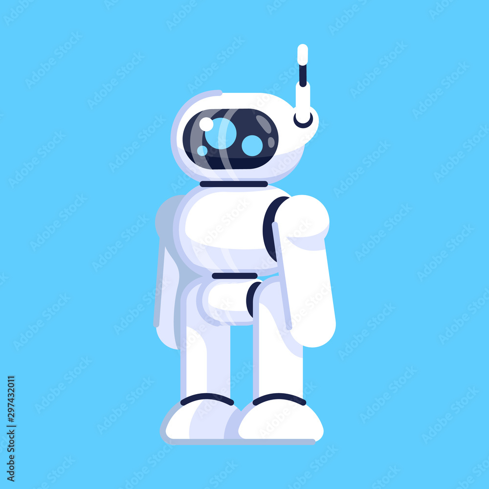 Caballo Cuidado Niños Robot flat vector illustration. Cybernetic mechanism. Gadget for play,  programming. Machine robotic technology. Smart android device. Isolated  cartoon toy on blue background vector de Stock | Adobe Stock