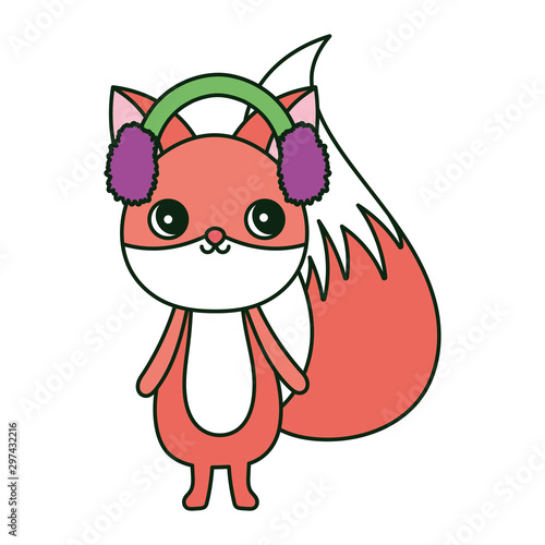 cute fox with ear muffs merry christmas