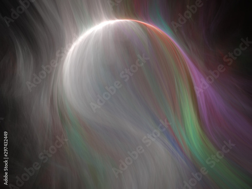 3D Illustration - Soft Abstract Background Image, Colored Spherical Shape with Soft Focus, Motion Concept, Turbulence, smoke flowing around object effect, motion concept, digital illustration