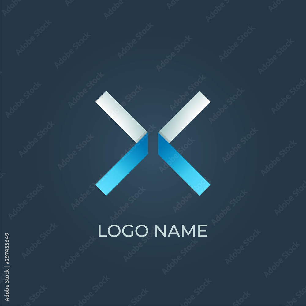 Obraz premium Letter X origami logo isolated. Alphabet vector image