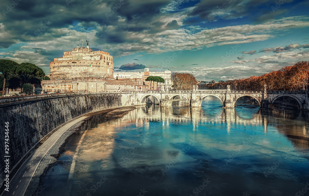 roman bridge in rome italy