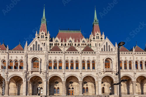 Facade of the Hungarian Parliament Building in Buda Pest
