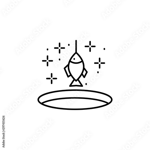 Fishing ice fish icon. Simple line, outline vector of winter vacation icons for ui and ux, website or mobile application