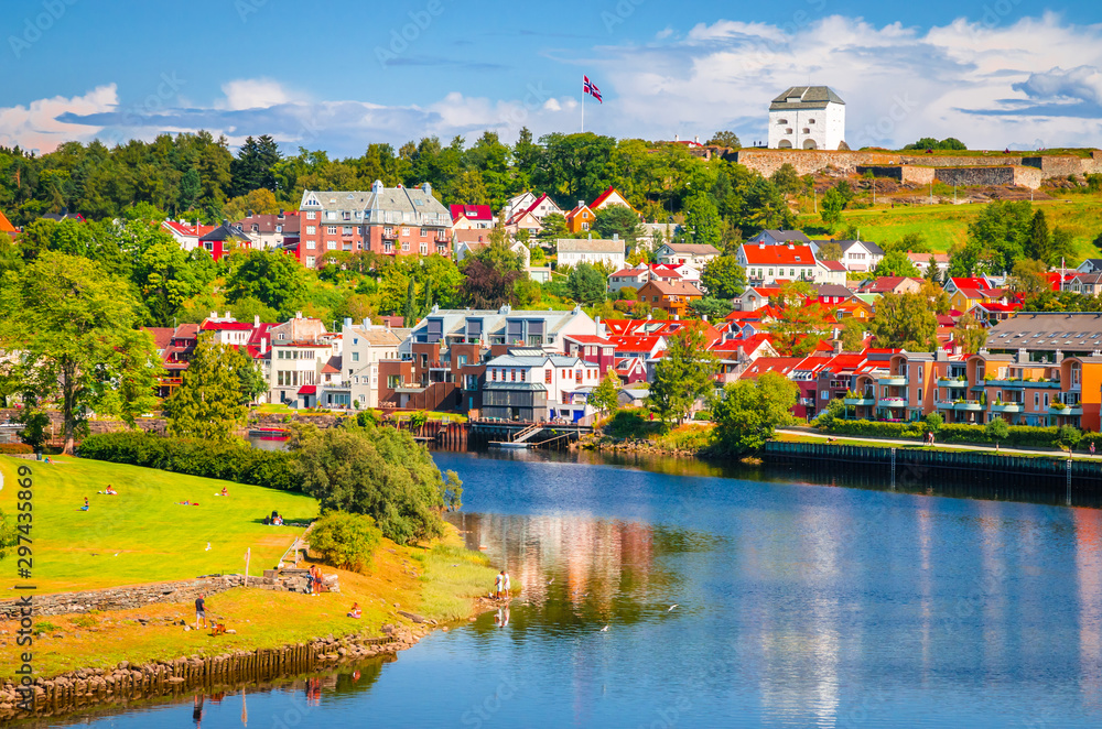 Panoramic view of beautiful city Trondheim, Norway